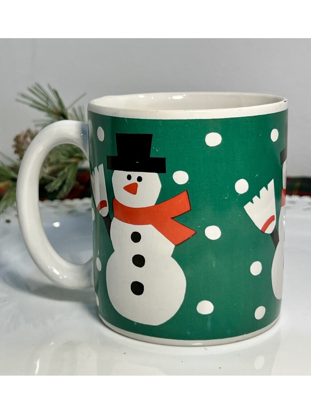 Vintage Coffee Mug Westwood Hayward California Croft Christmas Green